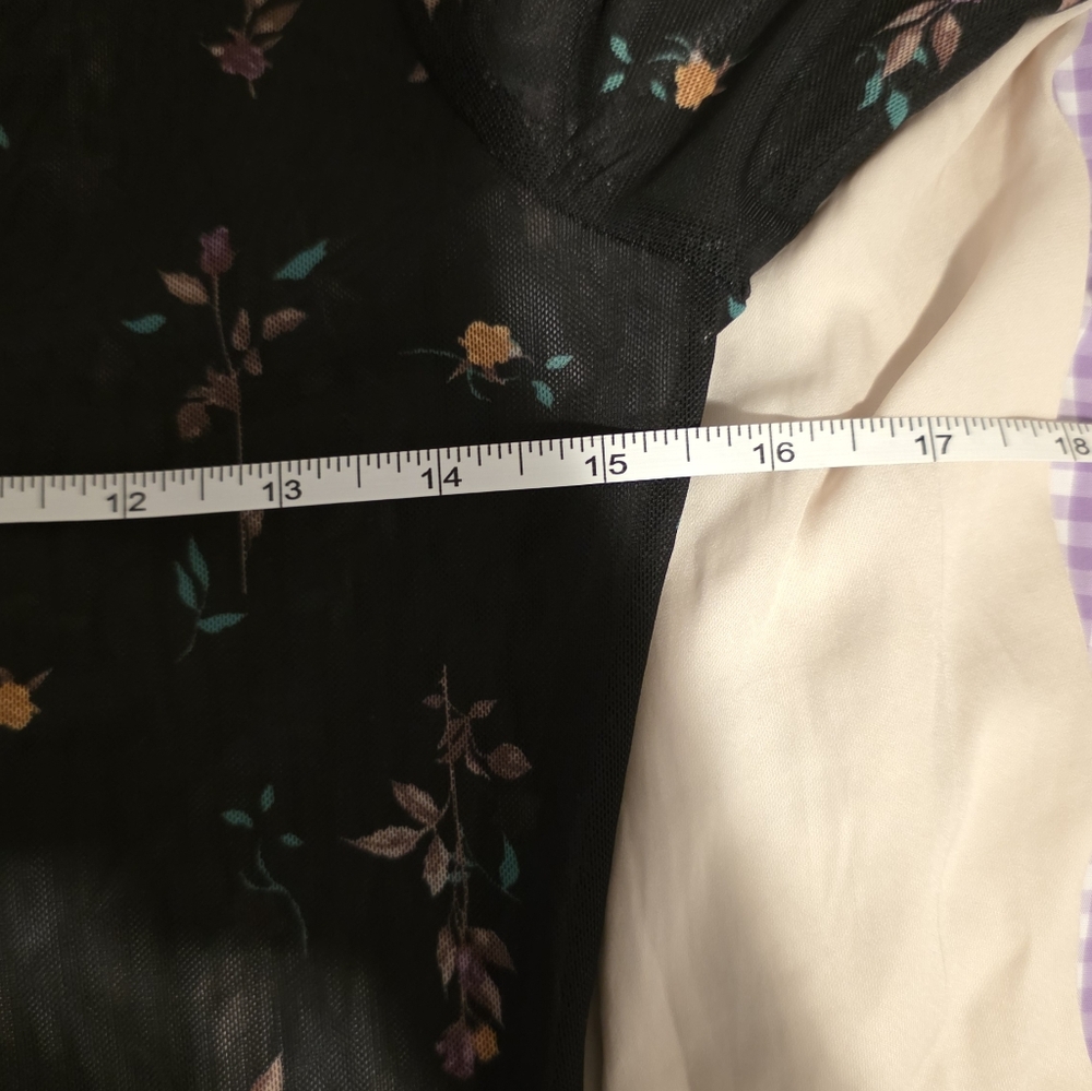 Afrm Mesh Long Sleeve Turtleneck Black Floral Size M - Picture 5 of 5